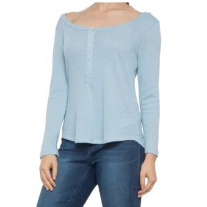 New lucky brand Henley long sleeve shirt pullover light blue